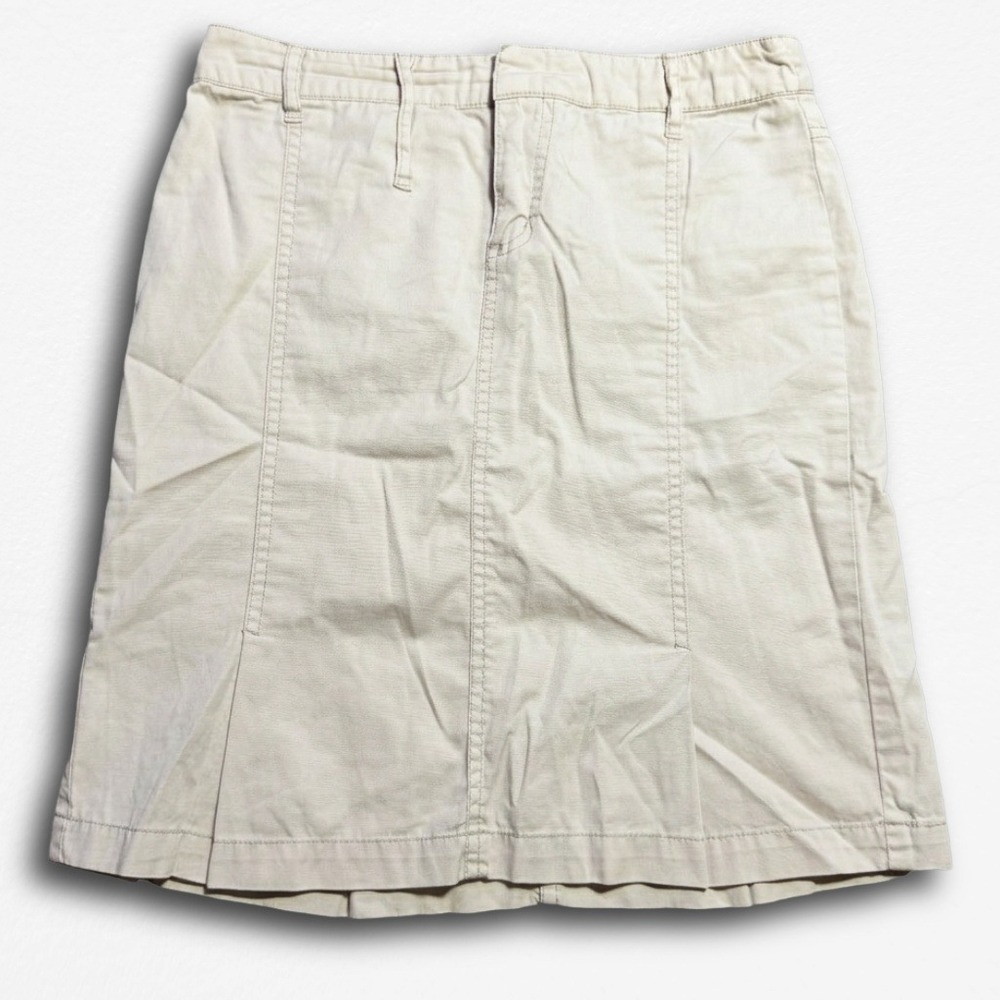 American Eagle Khaki Tan Cotton Mini Skirt Size 2 Paneled Pleated Y2K Neutral